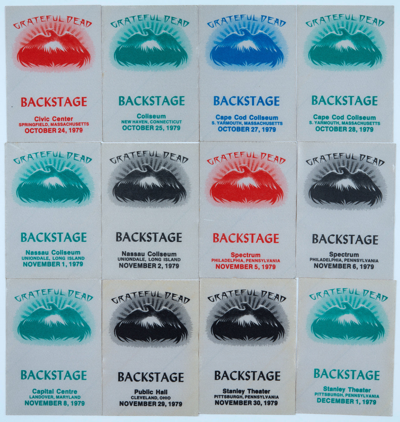 Grateful Dead Backstage Passes (10/24/1979 - 12/1/1979) from Dan Healy