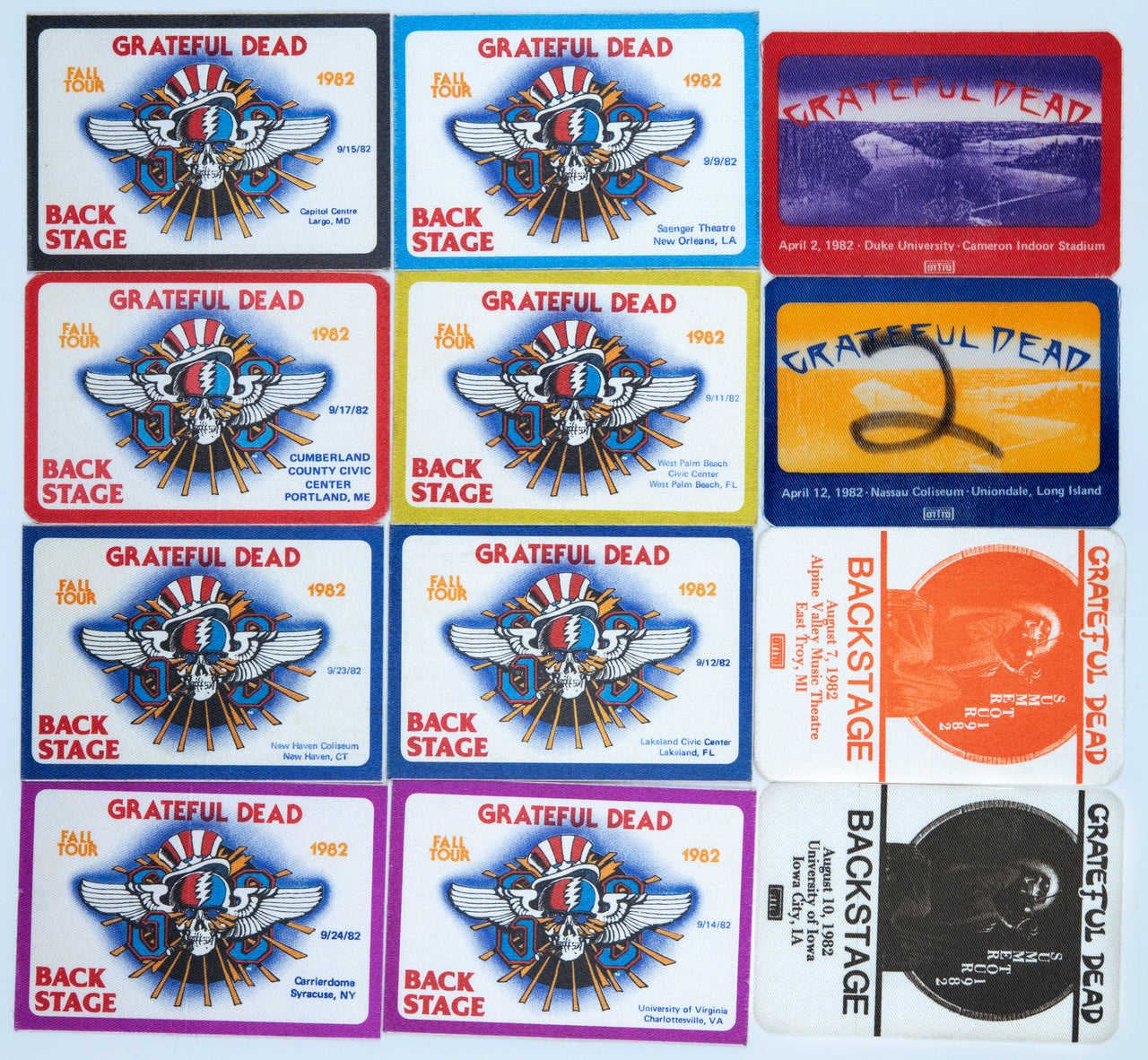 Grateful Dead Backstage Passes (4/2/1982 - 9/24/1982) from Dan Healy