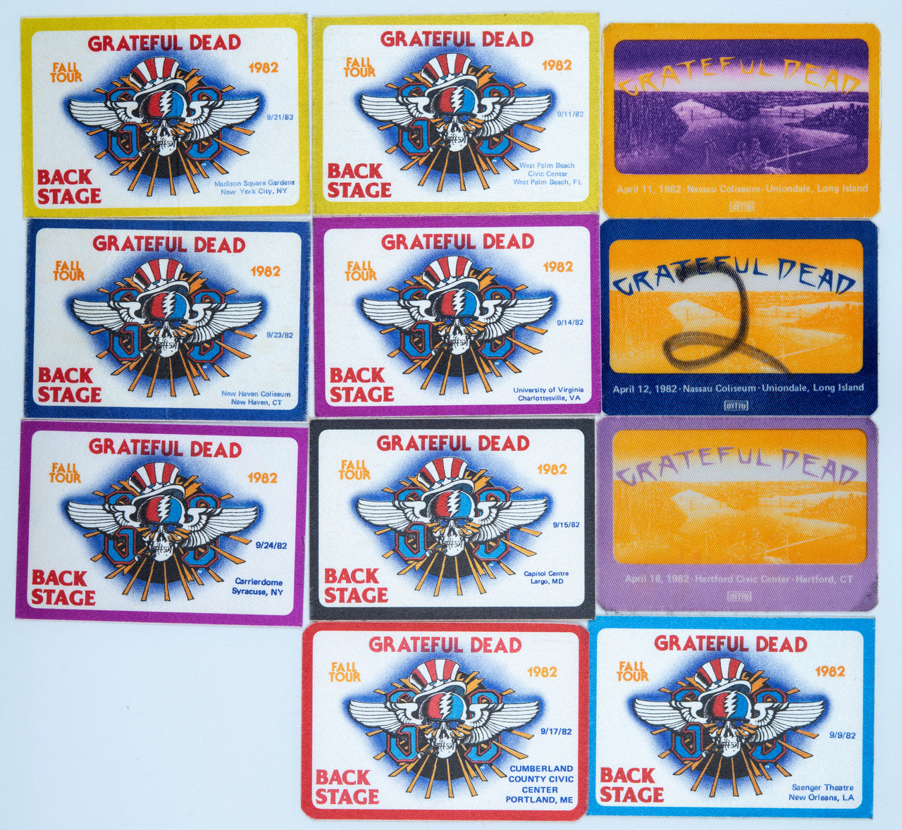 Grateful Dead Backstage Passes (4/11/1982 - 9/24/1982) from Dan Healy