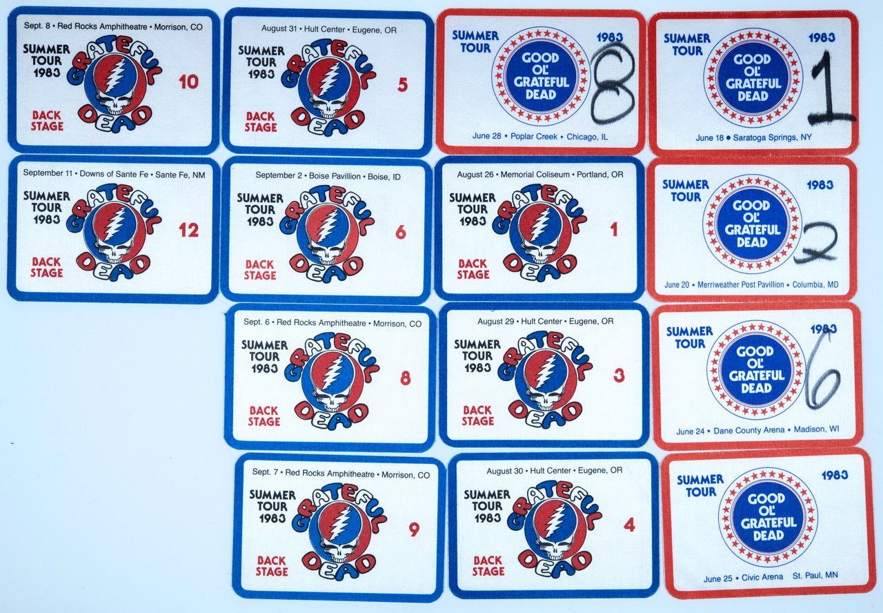 Grateful Dead Backstage Passes (6/18/1983 - 9/11/1983) from Dan Healy