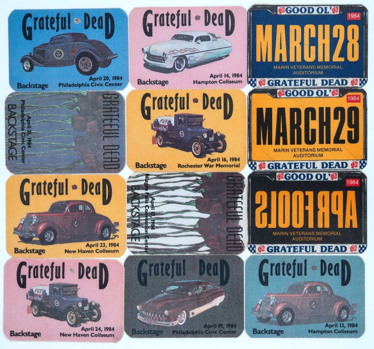 Grateful Dead Backstage Passes (3/28/1984 - 4/24/1984) from Dan Healy