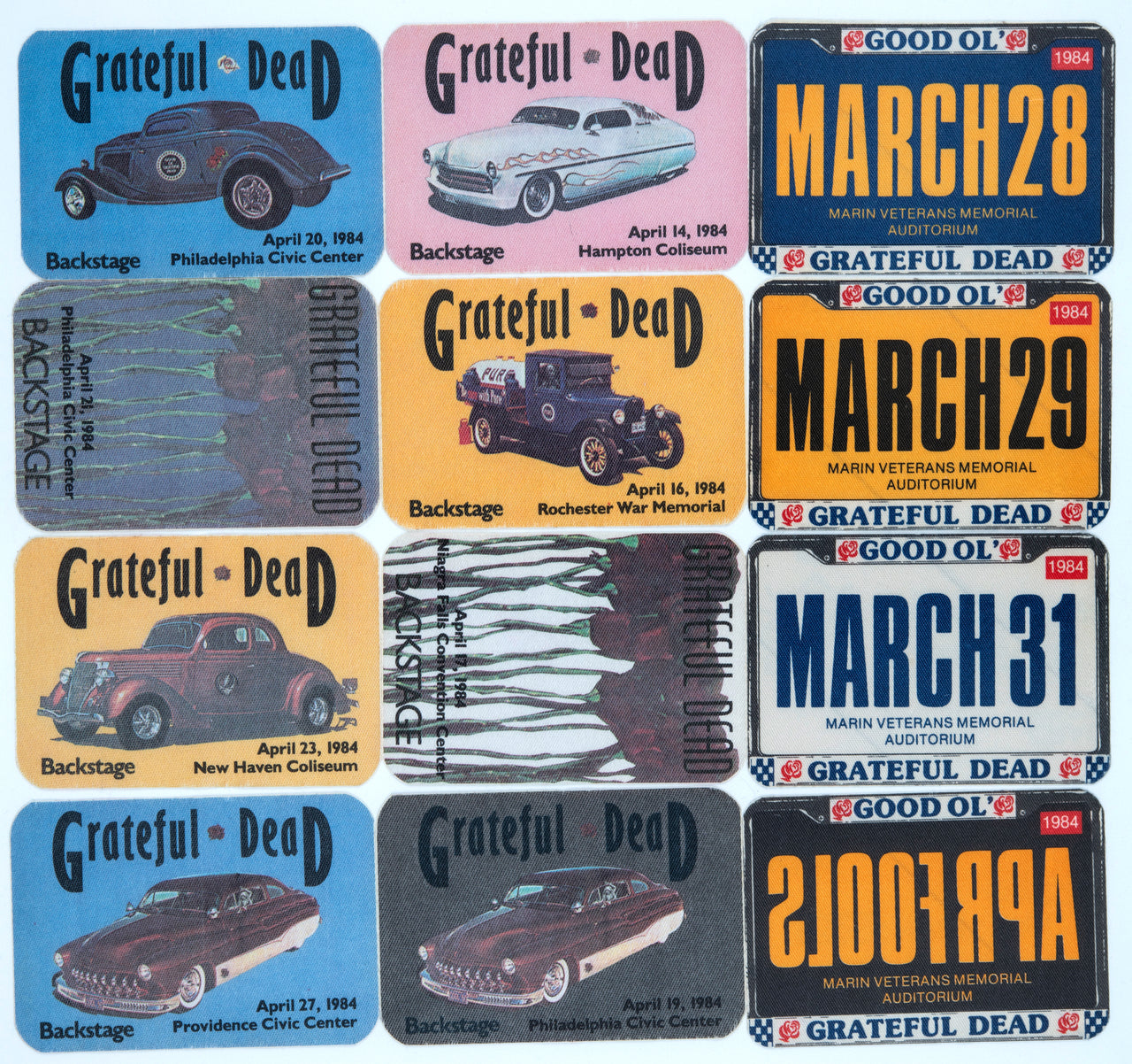 Grateful Dead Backstage Passes (3/28/1984 - 4/27/1984) from Dan Healy