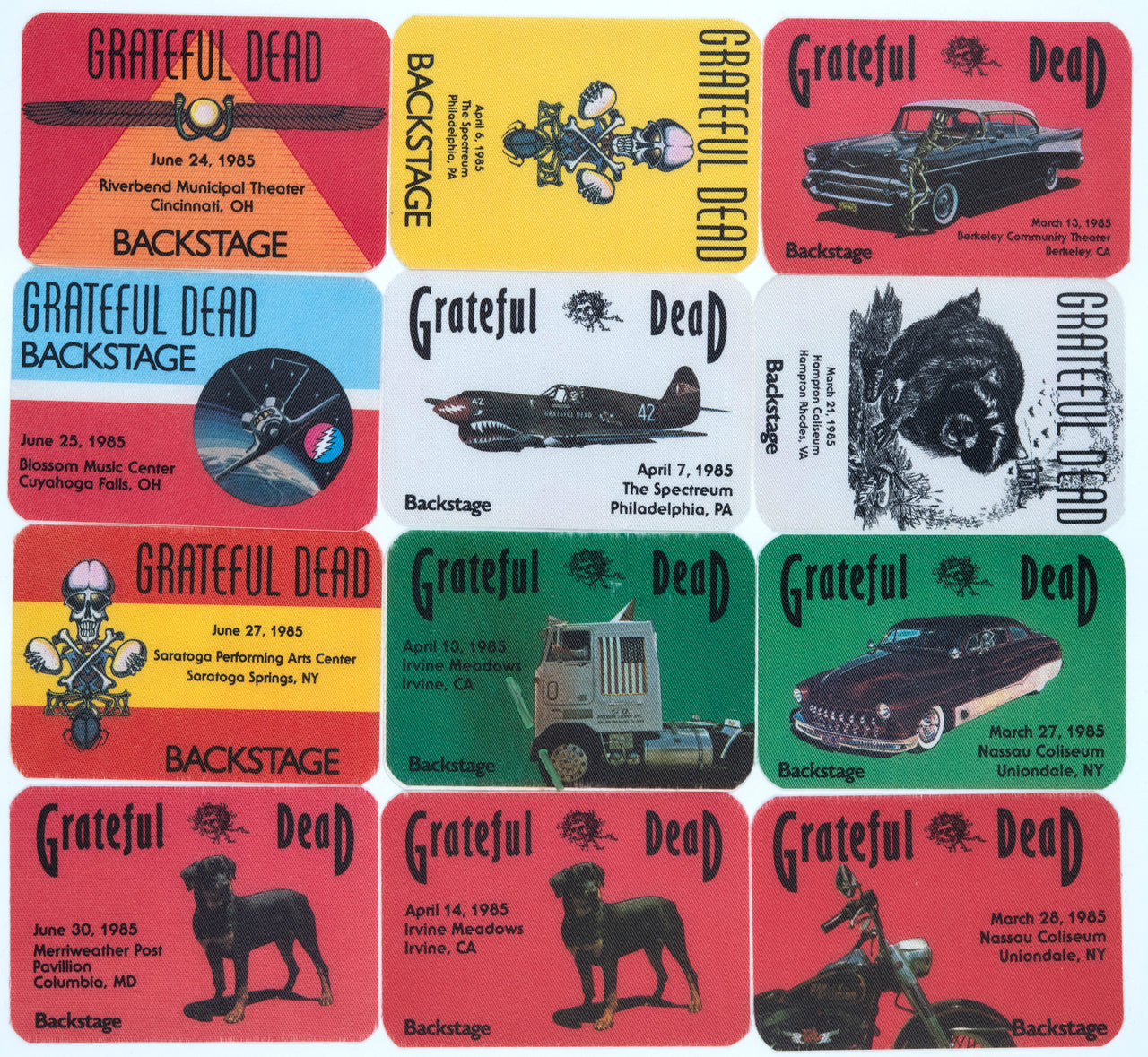 Grateful Dead Backstage Passes (3/13/1985 - 6/30/1985) from Dan Healy