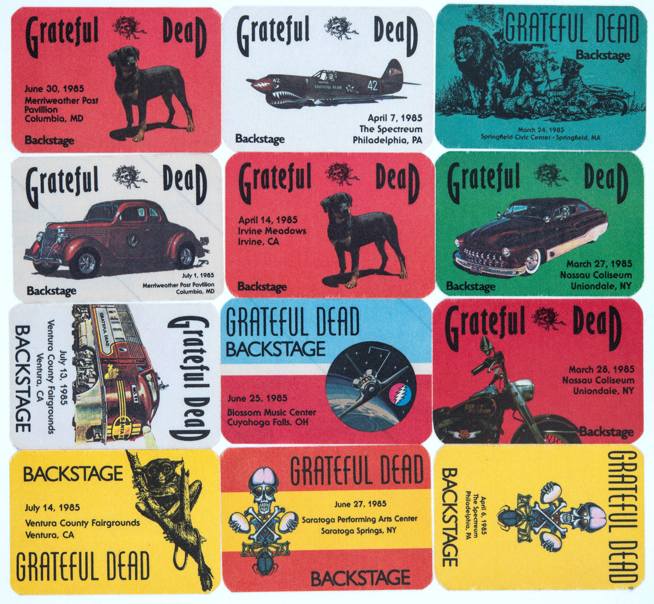 Grateful Dead Backstage Passes (3/24/1985 - 7/14/1985) from Dan Healy