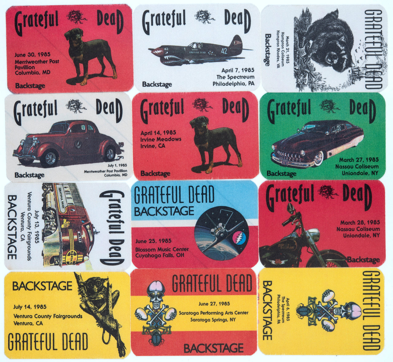 Grateful Dead Backstage Passes (3/21/1985 - 7/14/1985) from Dan Healy