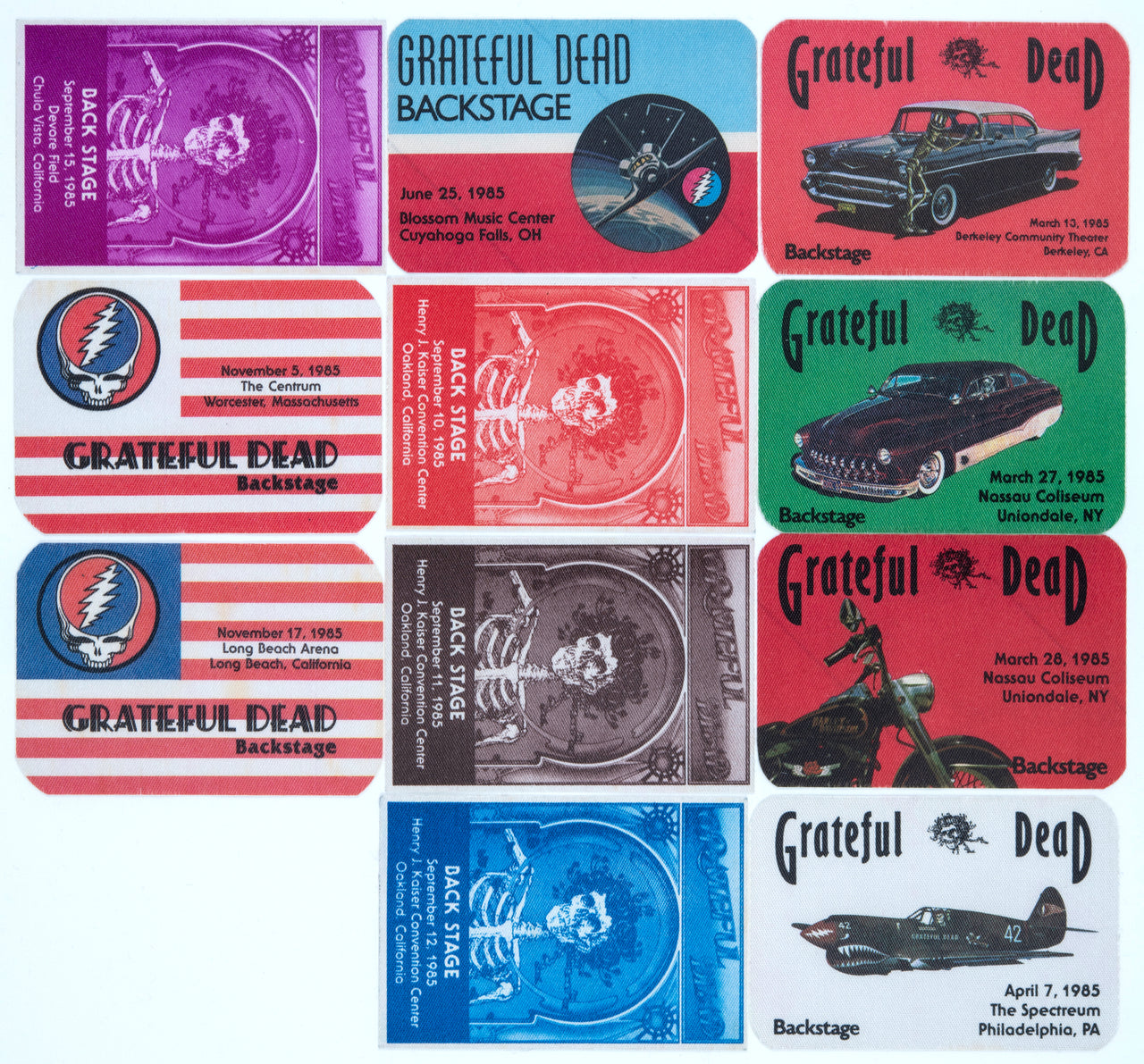 Grateful Dead Backstage Passes (3/13/1985 - 11/17/1985) from Dan Healy