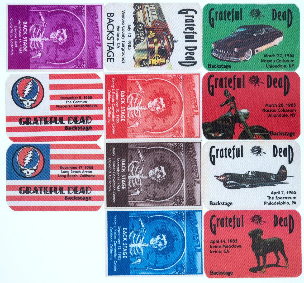 Grateful Dead Backstage Passes (3/27/1985 - 11/17/1985) from Dan Healy
