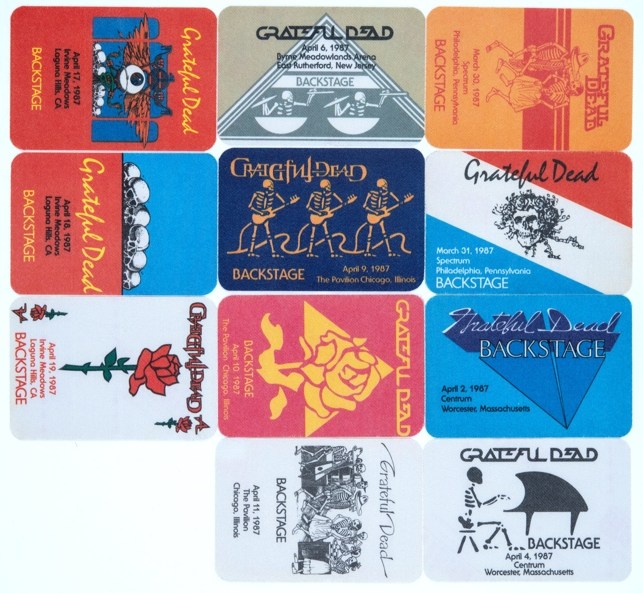 Grateful Dead Backstage Passes (3/30/1987 - 4/19/1987) from Dan Healy