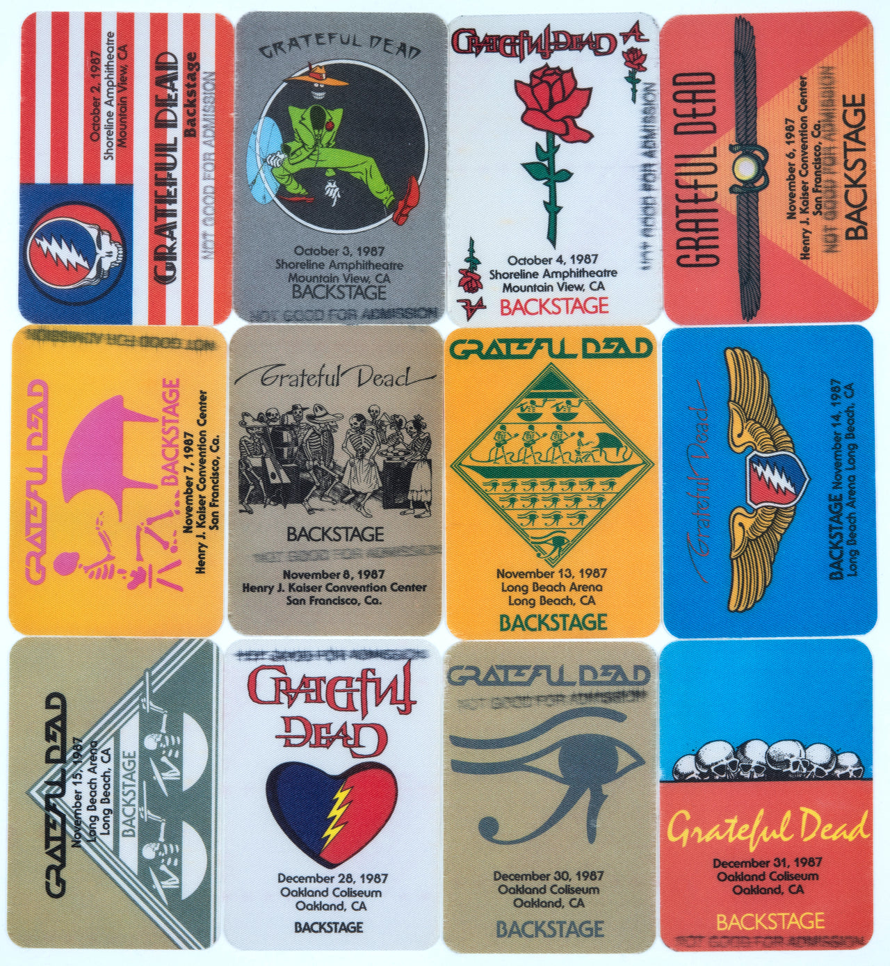 Grateful Dead Backstage Passes (10/2/1987 - 12/31/1987) from Dan Healy
