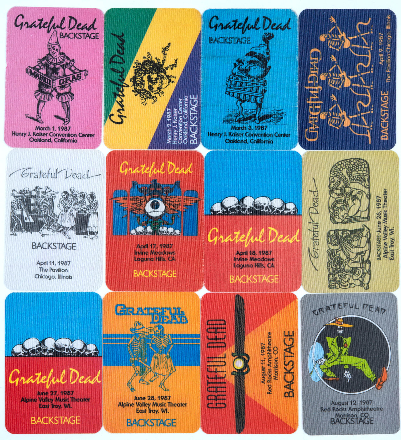 Grateful Dead Backstage Passes (3/1/1987 - 8/12/1987) from Dan Healy