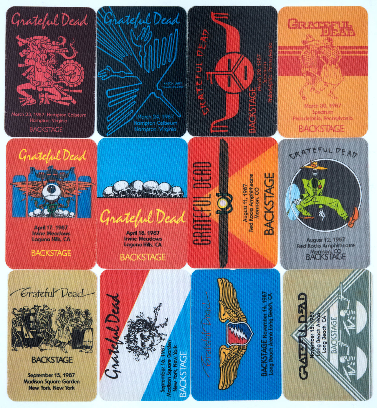 Grateful Dead Backstage Passes (3/23/1987 - 11/15/1987) from Dan Healy
