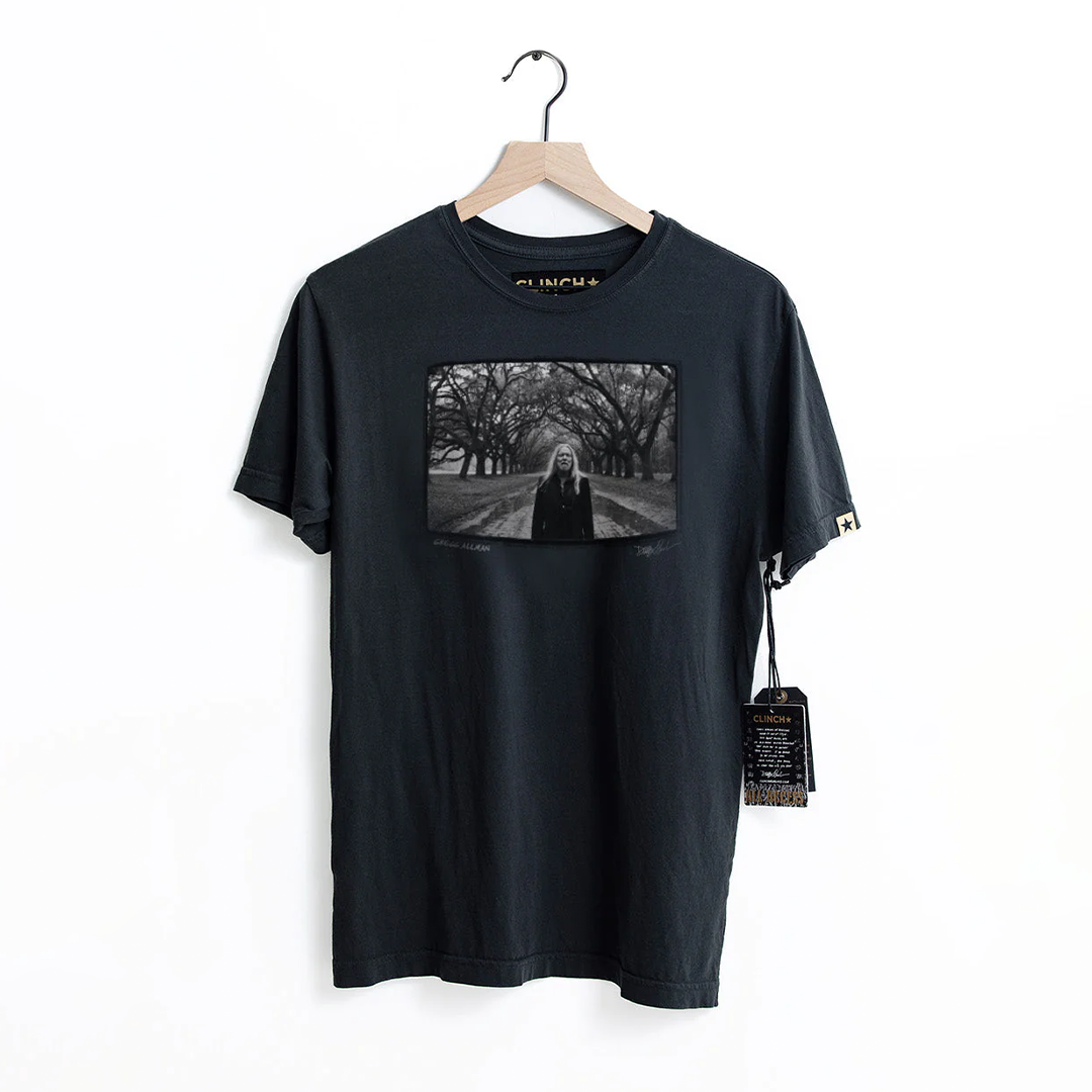 Gregg Allman Black T-Shirt (B&W) by Danny Clinch