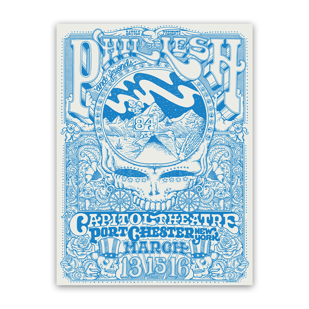 Phil Lesh & Friends Blue Poster Variant by Taylor Rushing | March 2024