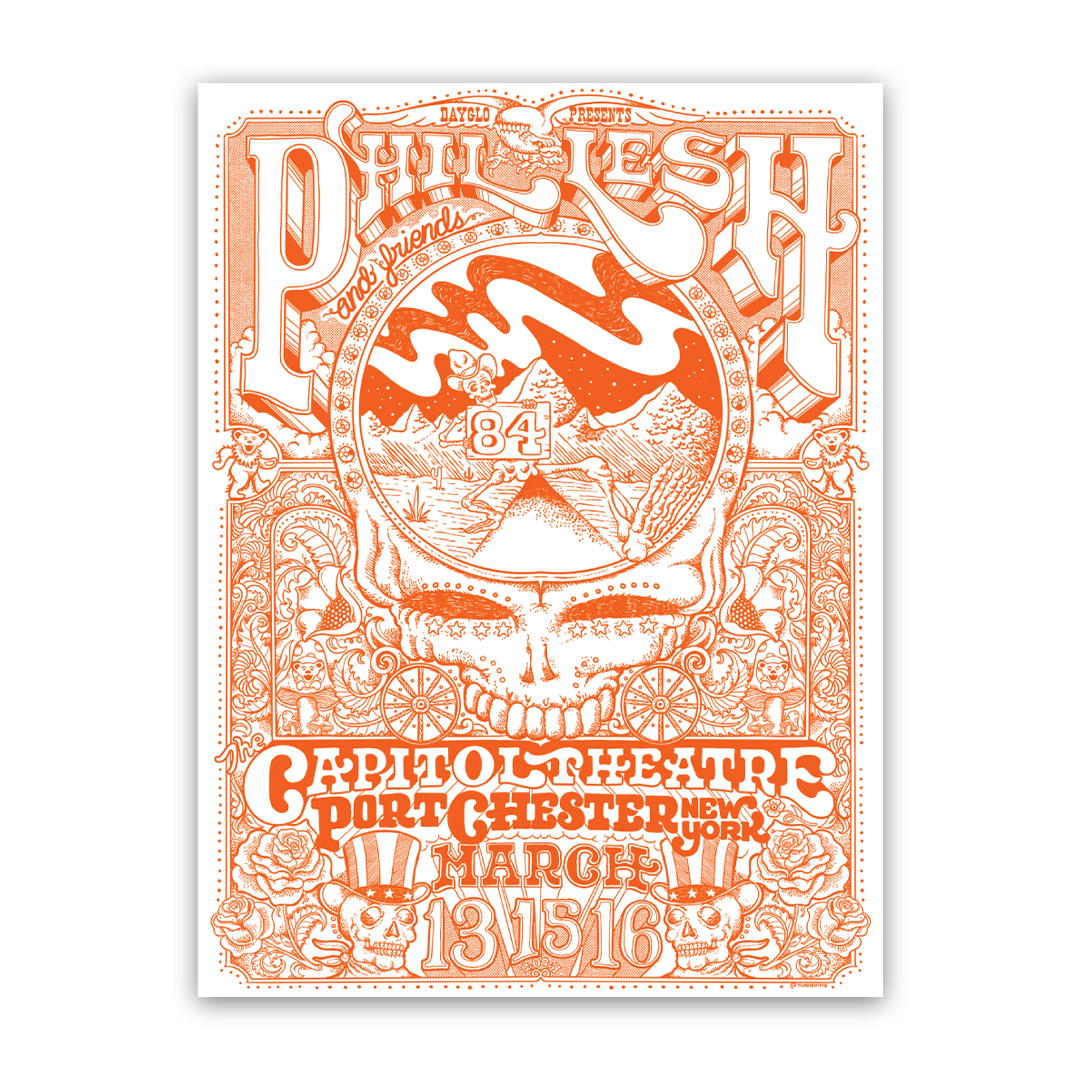 Phil Lesh & Friends Orange Poster Variant by Taylor Rushing | March 2024