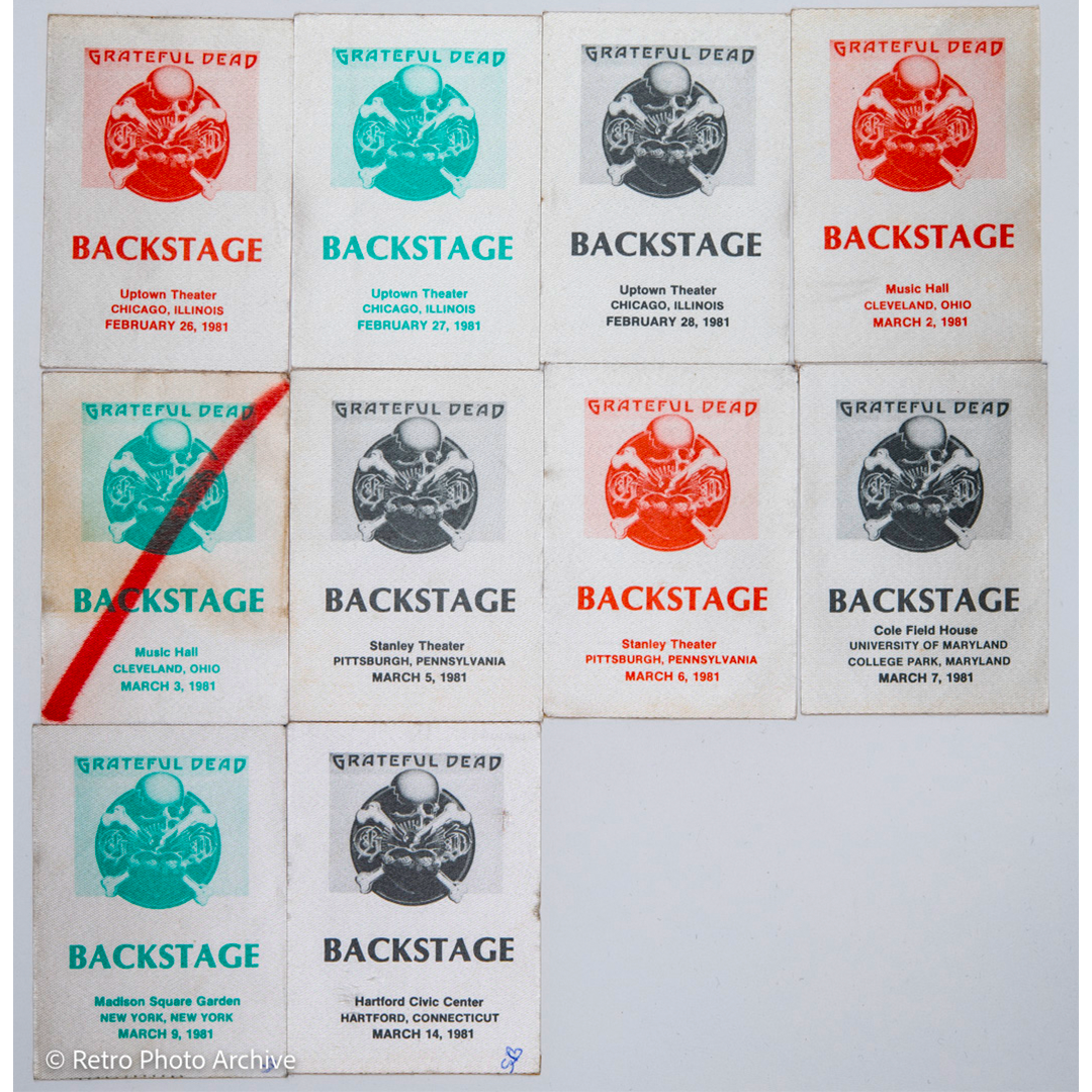 Grateful Dead Backstage Passes (02/26/1981 - 03/14/1981) from Dan Healy