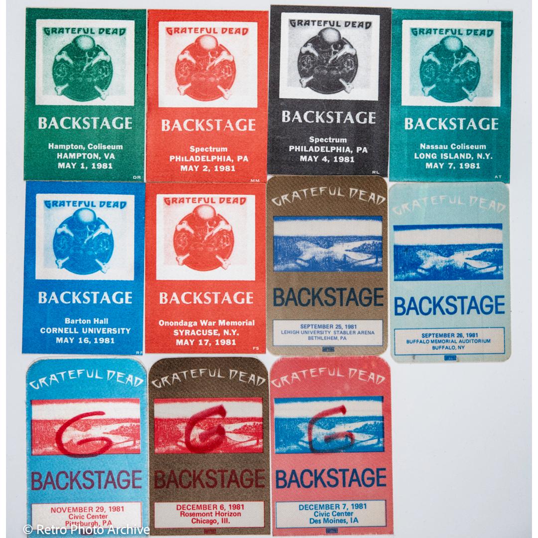 Grateful Dead Backstage Passes (05/01/1981 - 12/07/1981) from Dan Healy