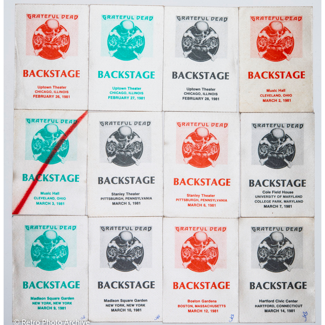 Grateful Dead Backstage Passes (02/26/1981 - 03/14/1981) from Dan Healy