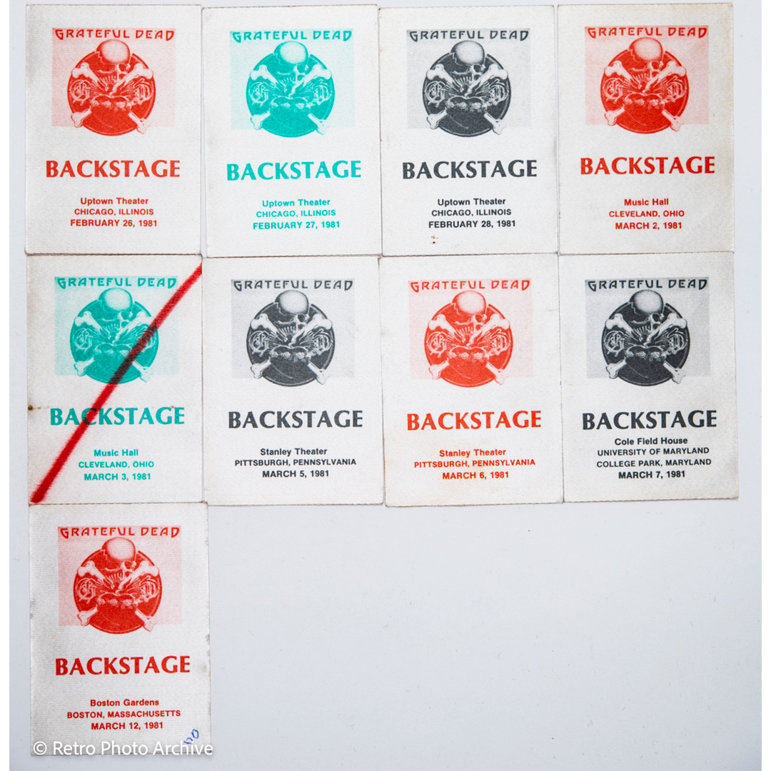 Grateful Dead Backstage Passes (02/26/1981 - 03/12/1981) from Dan Healy