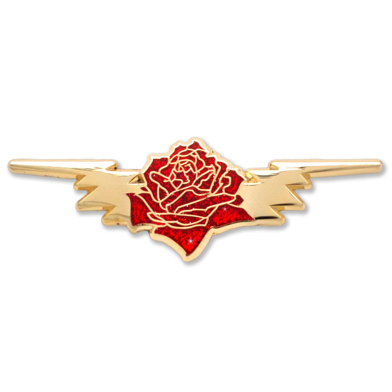 Rose & Bolt Wings Pin | Rosy Red