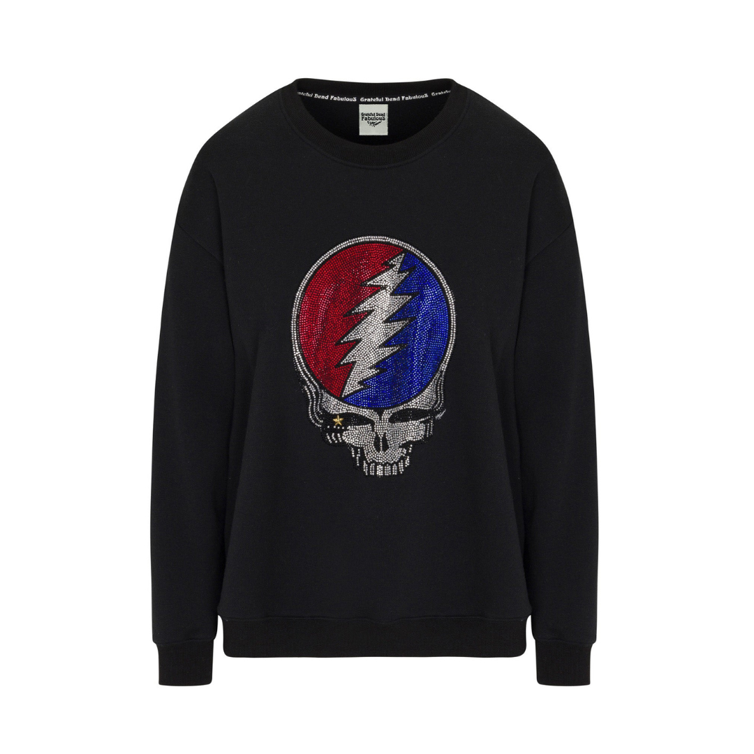 Grateful Dead Rhinestone Stealie Relaxed Sweatshirt - Black