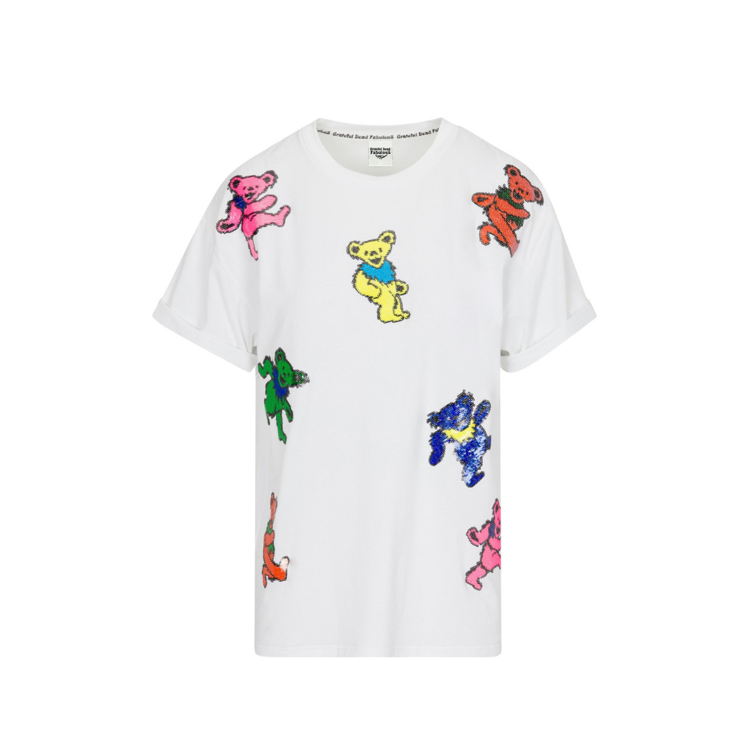 Grateful Dead Dancing Bears Sequin Relaxed T-Shirt - White