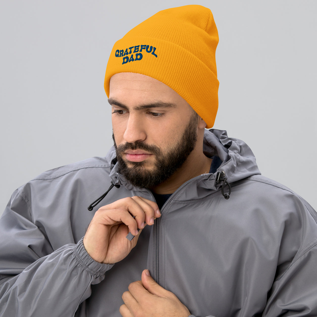 Grateful Dad - Embroidered Yellow Beanie