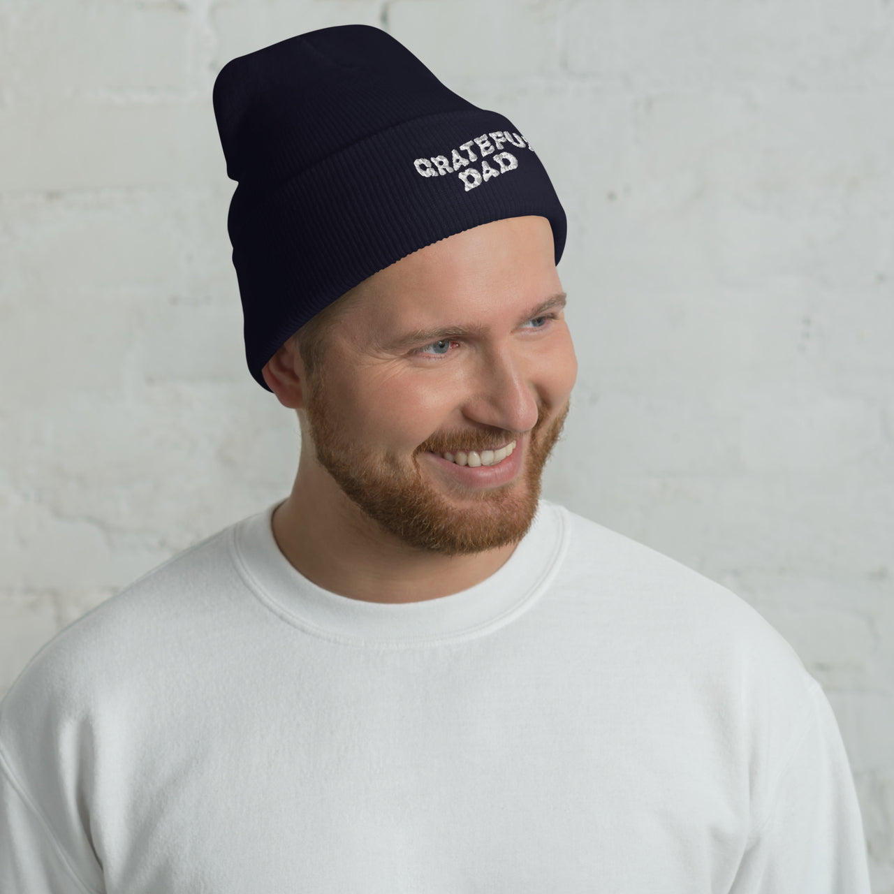 Grateful Dad - Embroidered Navy Beanie