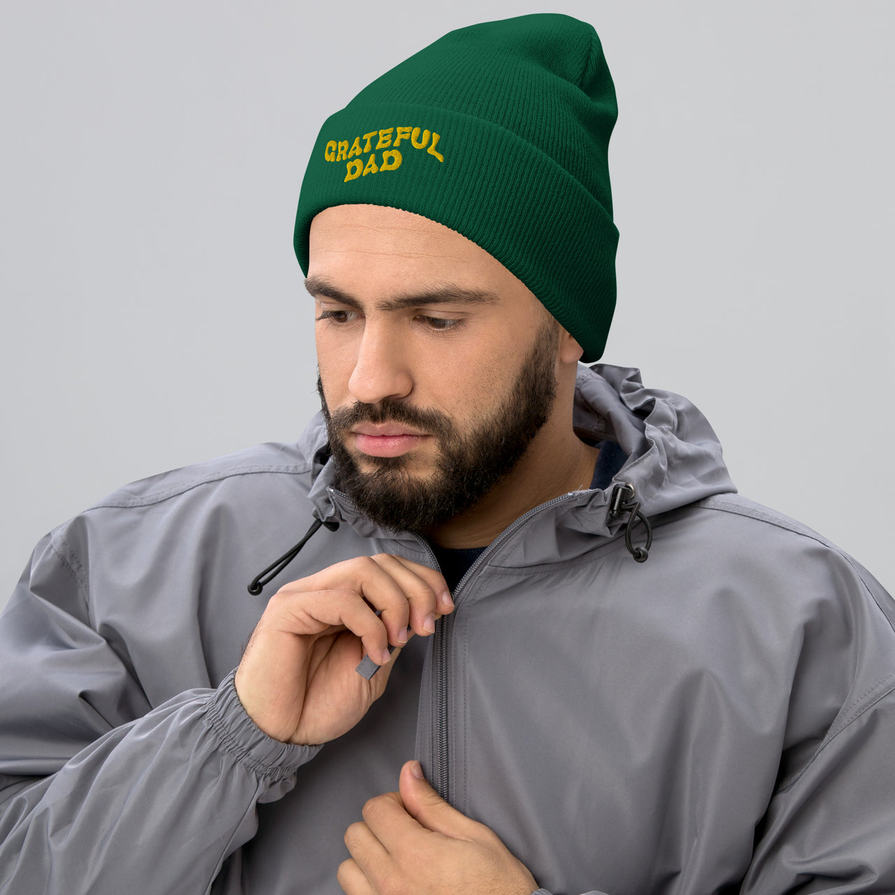 Grateful Dad - Embroidered Green Beanie