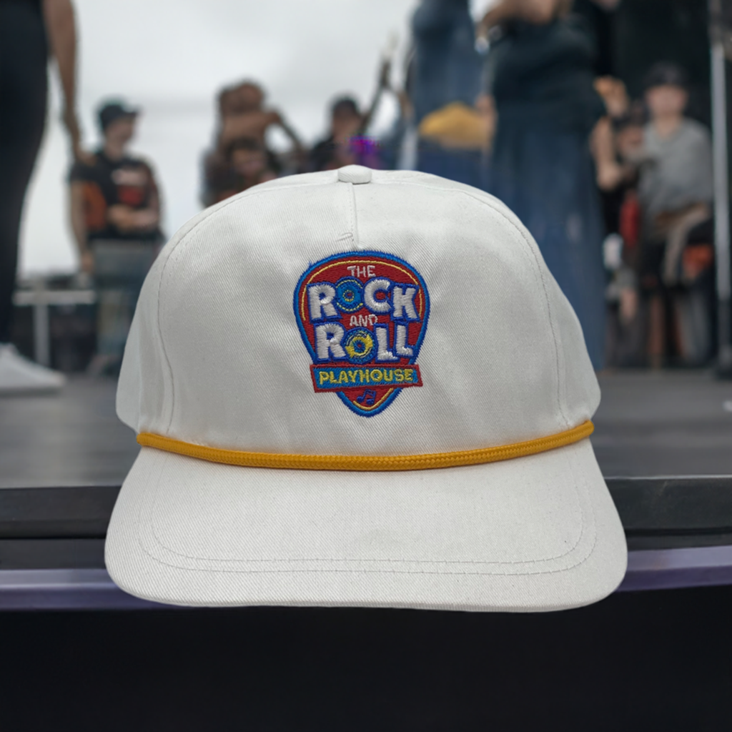 White/Gold Logo Hat by The Rock and Roll Playhouse