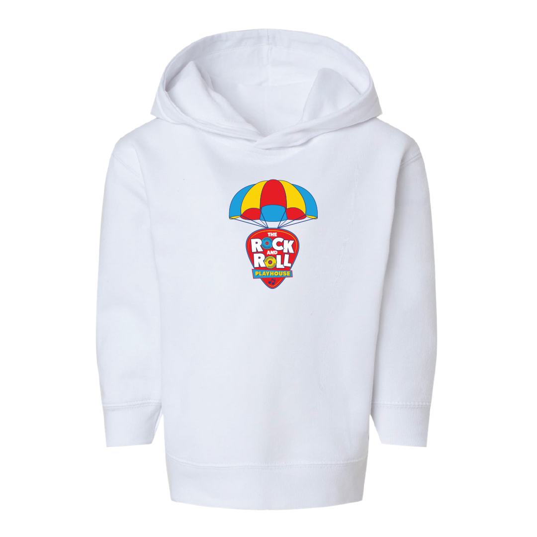 White Toddler's Parachute Hoodie by The Rock and Roll Playhouse