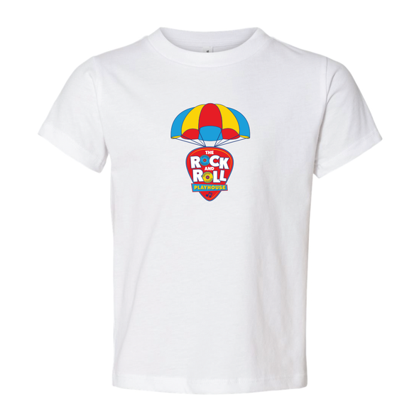 White Toddler's Parachute T-Shirt by The Rock and Roll Playhouse