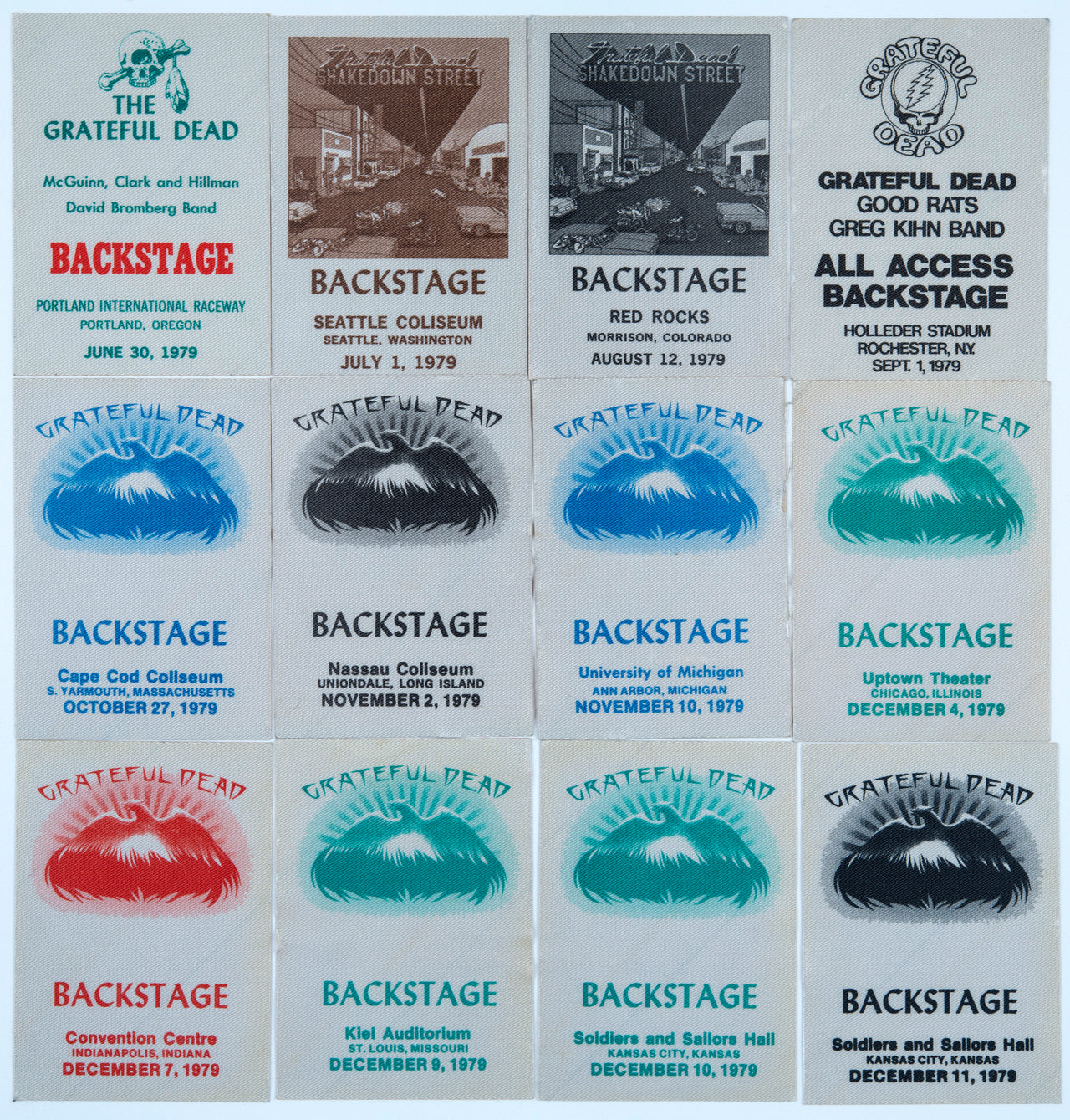 Grateful Dead Backstage Passes (6/30/1979 - 12/11/1979) from Dan Healy