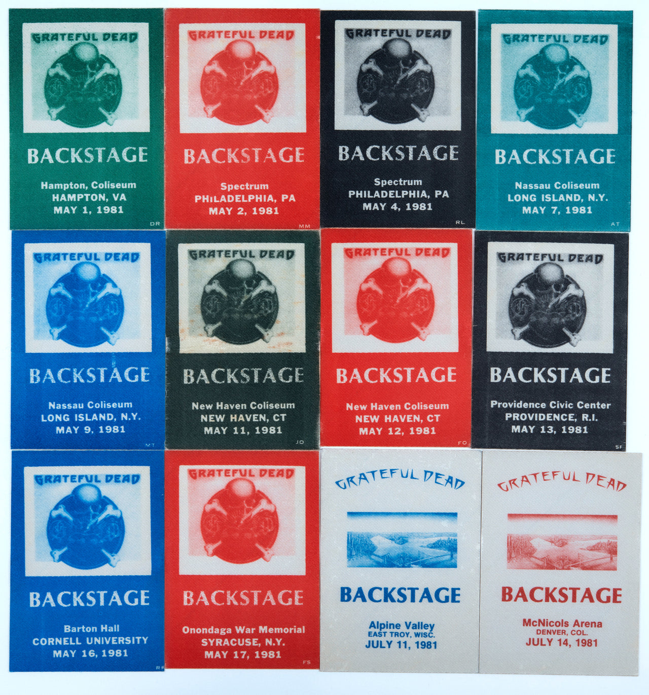 Grateful Dead Backstage Passes (5/1/1981 - 7/14/1981) from Dan Healy (1)