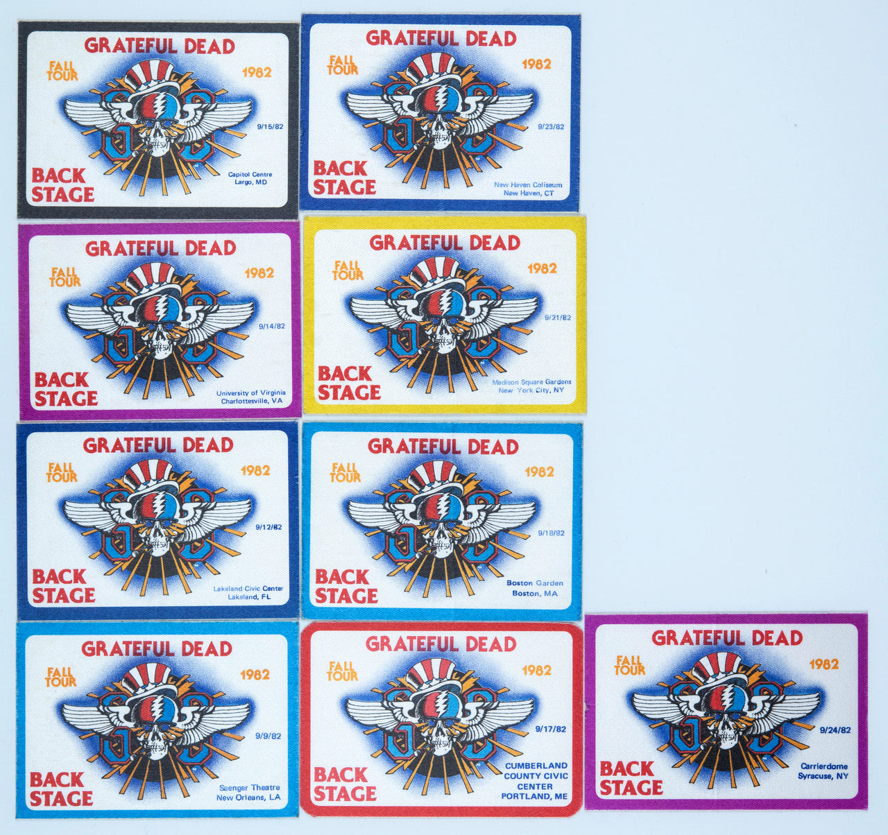 Grateful Dead Backstage Passes (9/9/1982 - 9/24/1982) from Dan Healy (1)