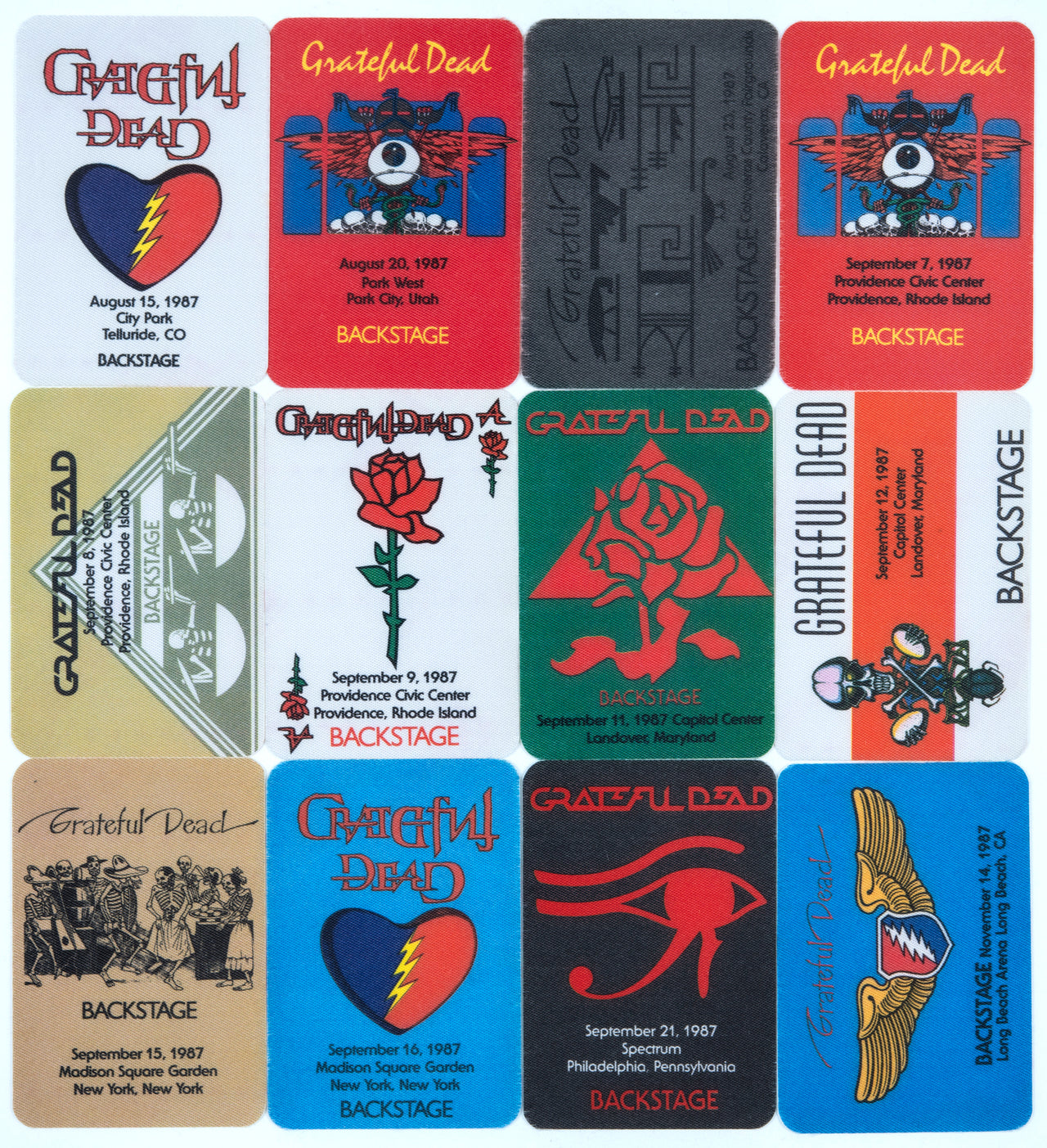 Grateful Dead Backstage Passes (8/15/1987 - 11/14/1987) from Dan Healy
