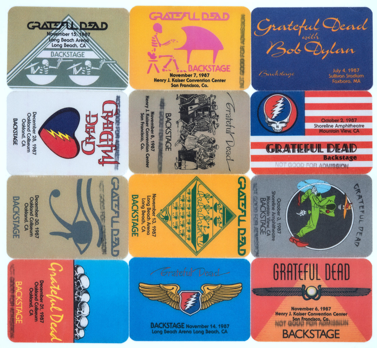 Grateful Dead Backstage Passes (7/4/1987 - 12/31/1987) from Dan Healy