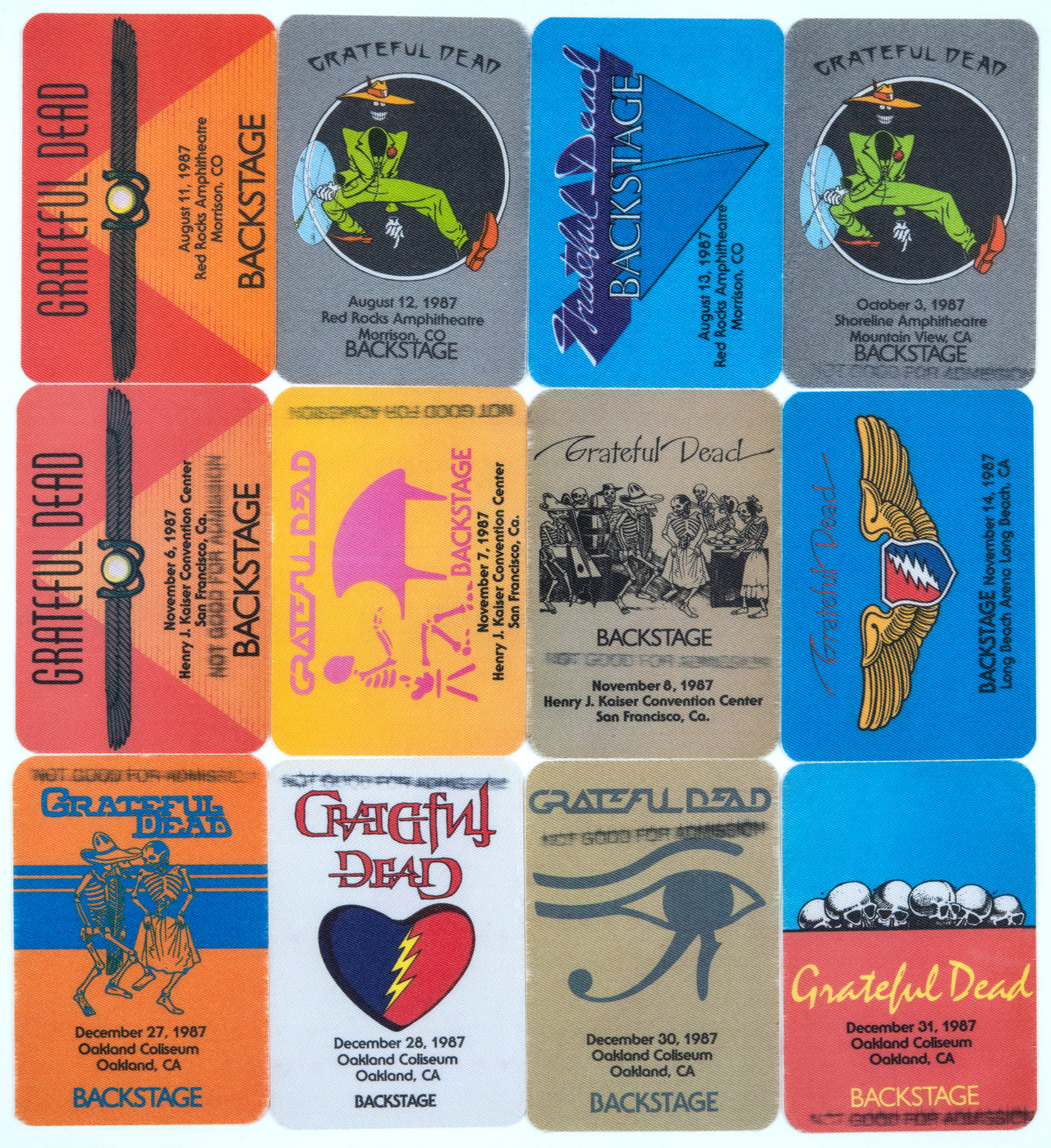 Grateful Dead Backstage Passes (8/11/1987 - 12/31/1987) from Dan Healy