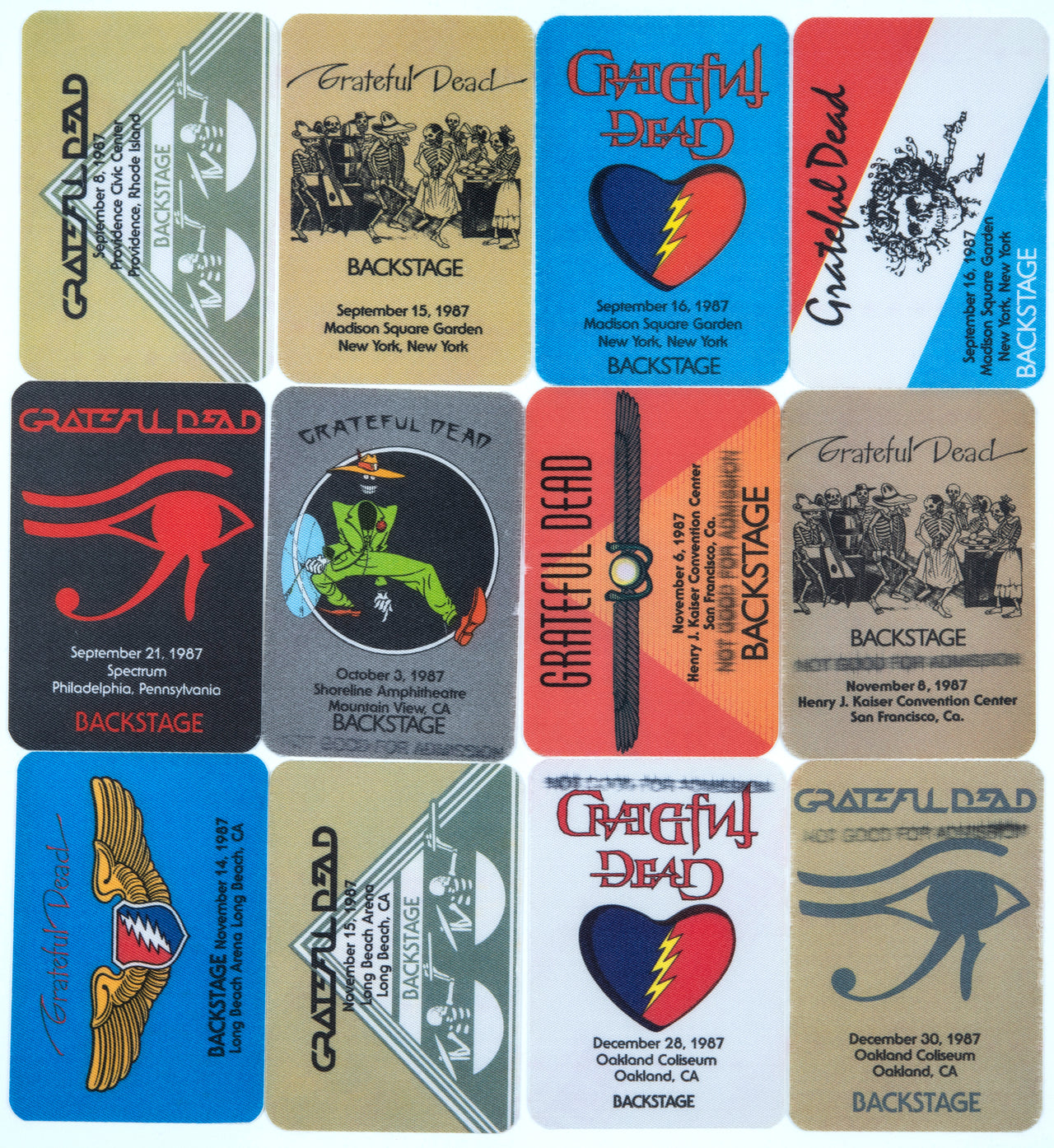 Grateful Dead Backstage Passes (9/8/1987 - 12/30/1987) from Dan Healy