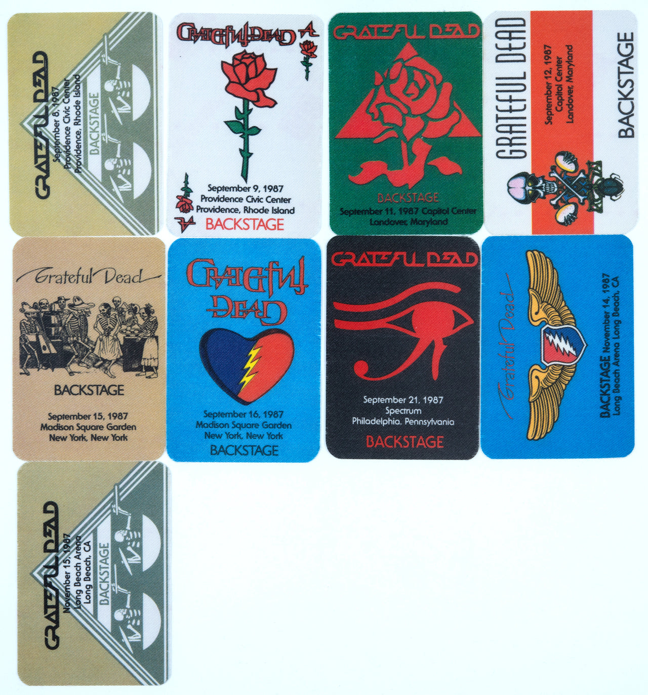 Grateful Dead Backstage Passes (9/8/1987 - 11/15/1987) from Dan Healy