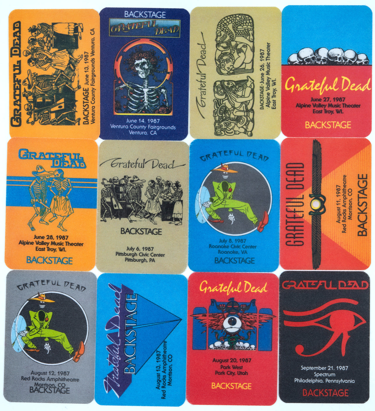 Grateful Dead Backstage Passes (6/13/1987 - 9/21/1987) from Dan Healy