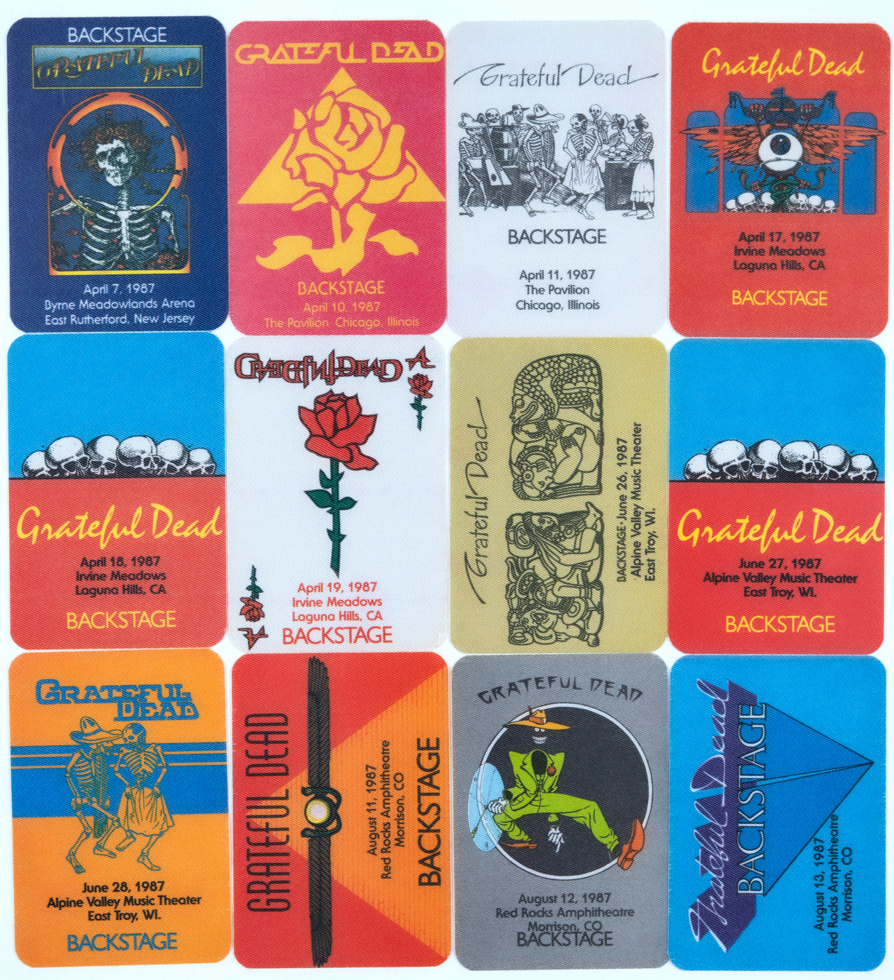 Grateful Dead Backstage Passes (4/7/1987 - 8/13/1987) from Dan Healy