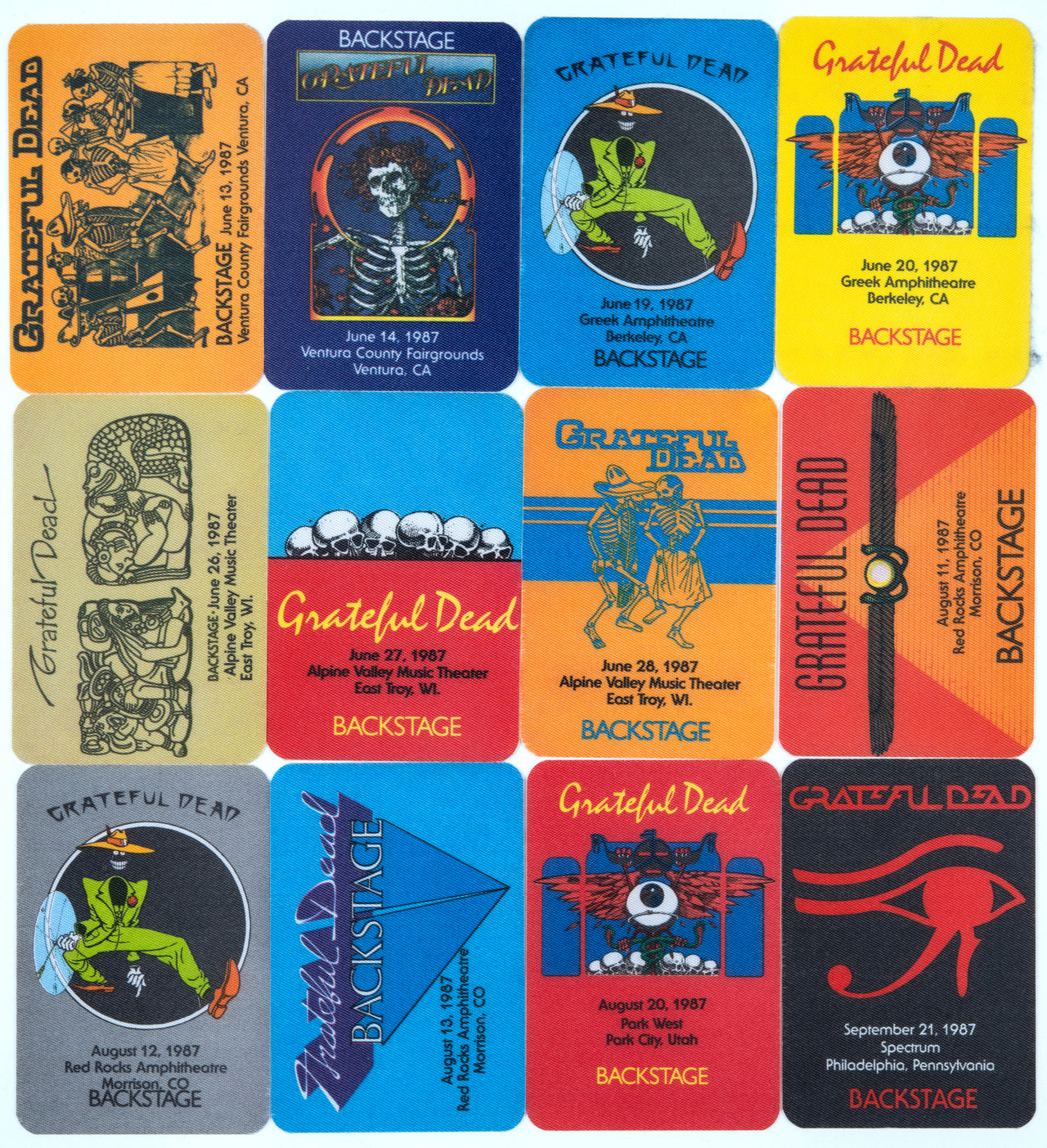 Grateful Dead Backstage Passes (4/9/1987 - 9/21/1987) from Dan Healy