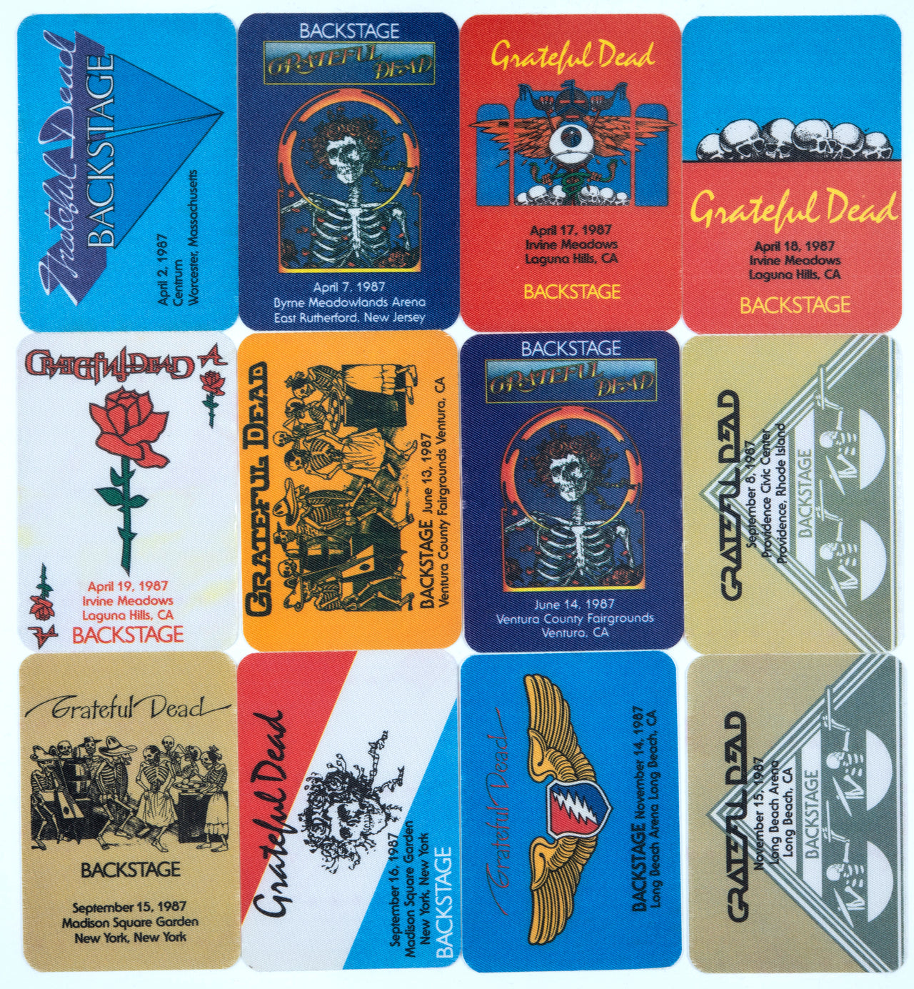 Grateful Dead Backstage Passes (4/2/1987 - 11/15/1987) from Dan Healy