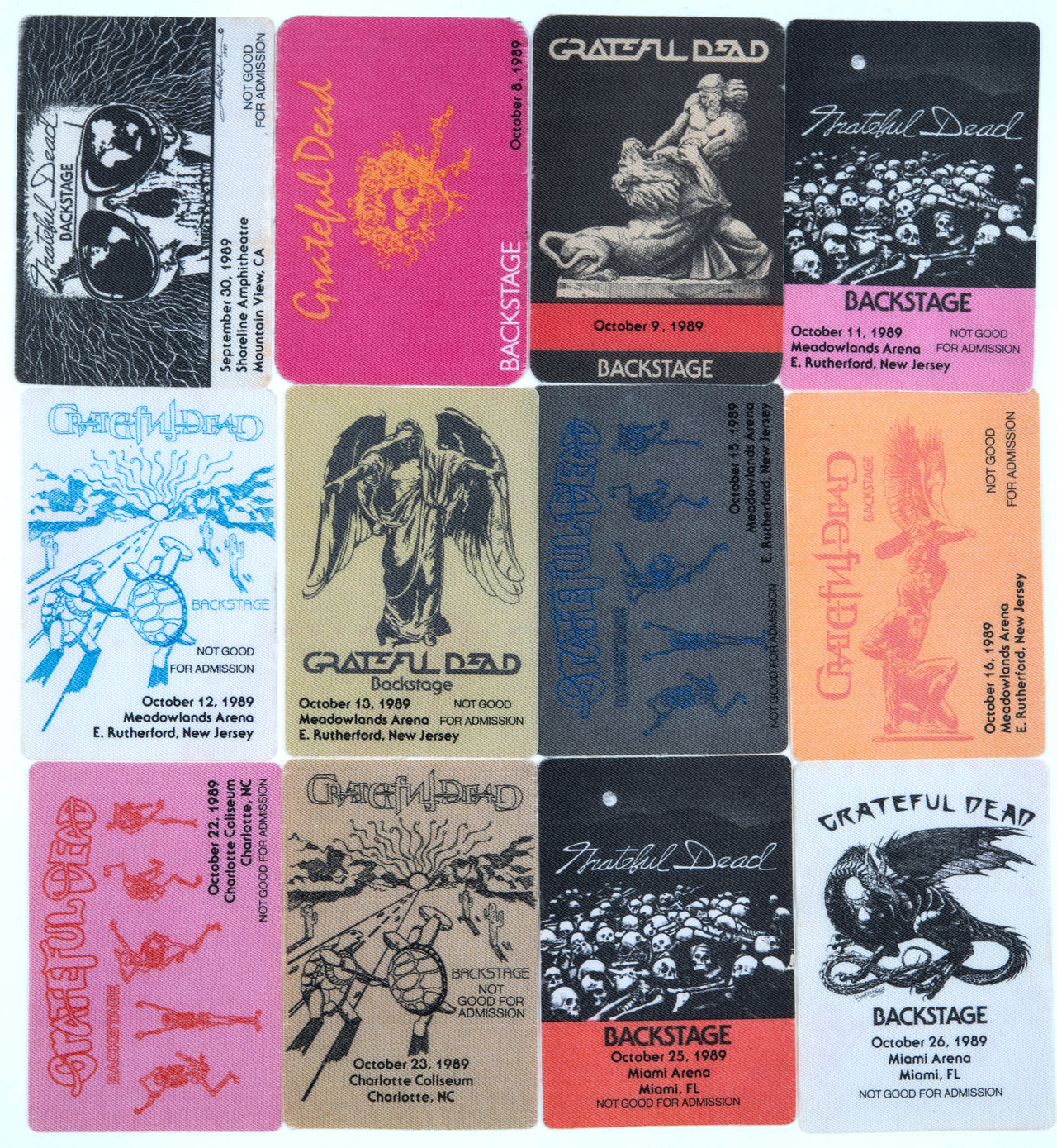 Grateful Dead Backstage Passes (9/30/1989 - 10/26/1989) from Dan Healy