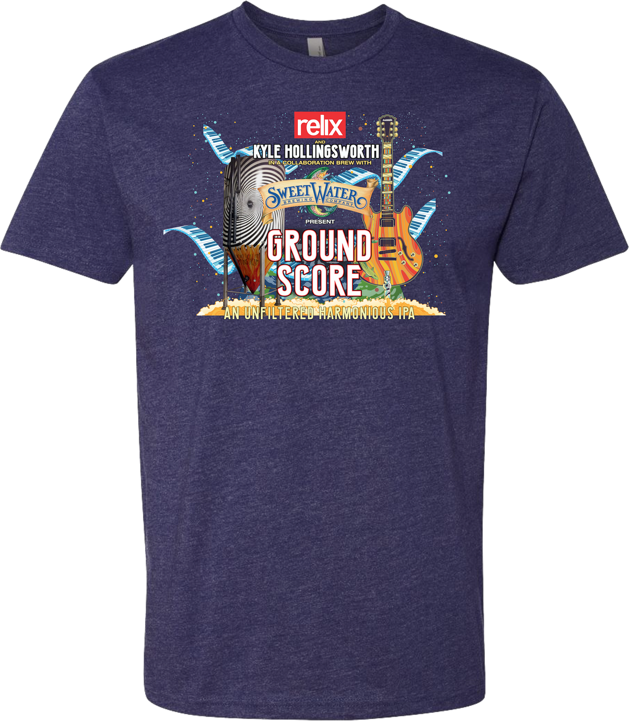 Relix Collaboration with Kyle Hollingsworth & Sweetwater Brewing Official T-Shirt “Ground Score IPA”