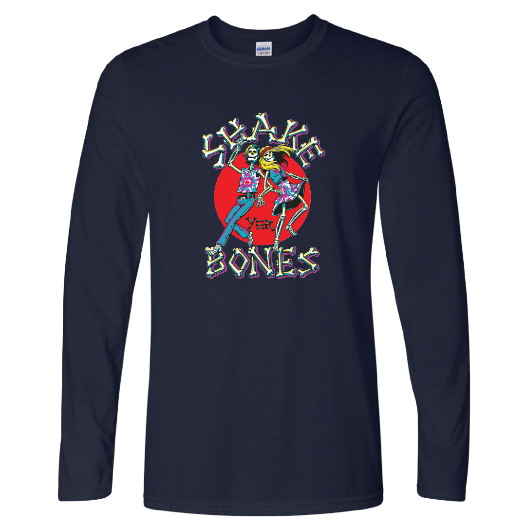 Shake Yer Bones Throwback Long Sleeve Navy T-Shirt