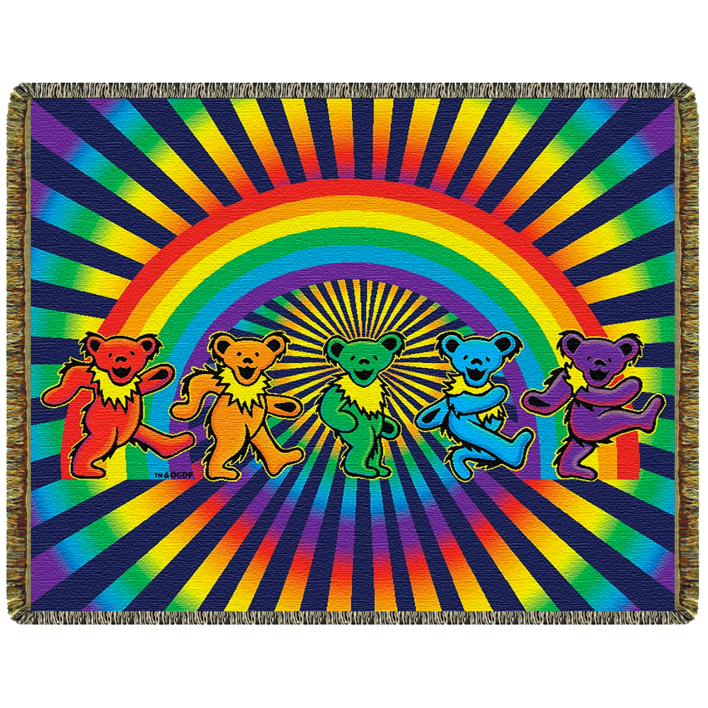 Grateful Dead Rainbow Bears Woven Cotton Blanket – Relix Marketplace