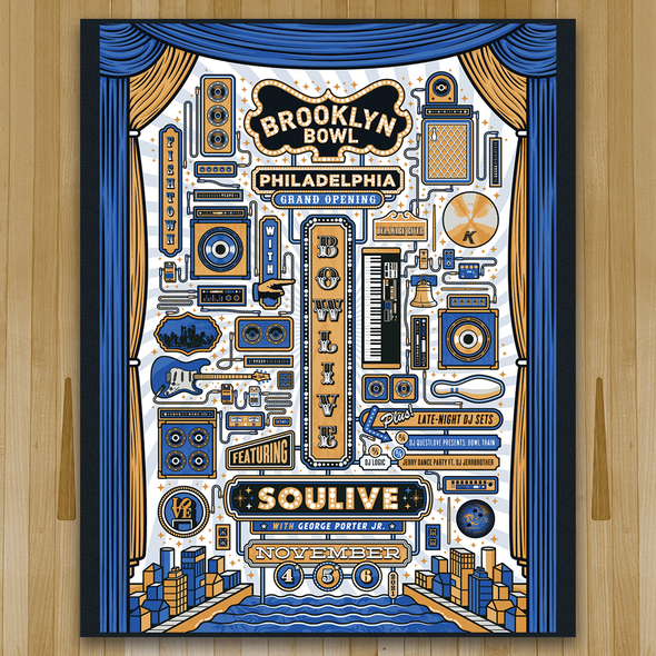 Soulive / Brooklyn Bowl Philadelphia Opening Weekend Poster: Main Edition